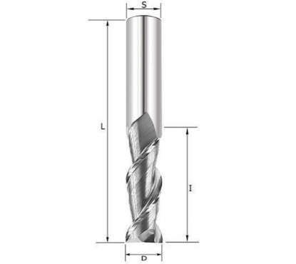 Фреза спиральная по алюминию Z2 D=5x13x50 S=5 Rotis 138.051350AL