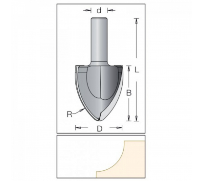 Фреза Dimar 1060469 карниз галтель R60 D46x51 L89 хвостовик 12