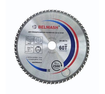 Диск пильный по металлу BELMASH 255x2,6/1,8x30 60T Диск пильный по металлу BELMASH 255x2,6/1,8x30 60T