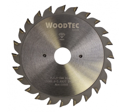 Диск пильный регулируемый подрезной алмазный WOODTEC DP 100x2,8-3,6x2,0x20 Z=12+12 H6