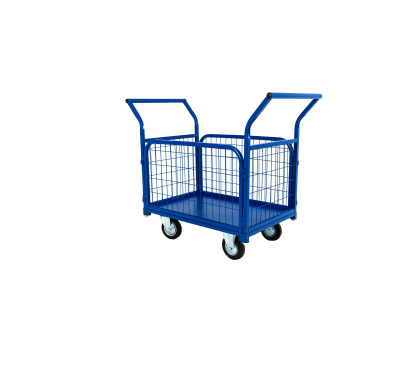 Тележка платформенная TOR ТП-2С (600х900) с бортами из сетки и двумя ручками (колеса 125 мм)