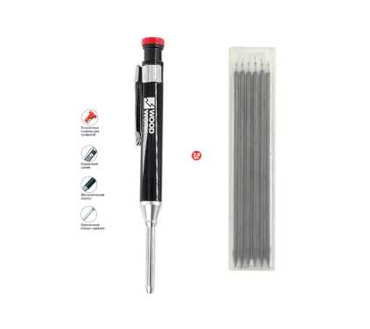 Карандаш механический с грифелем ø2,8 мм, металлический корпус + набор грифелей	