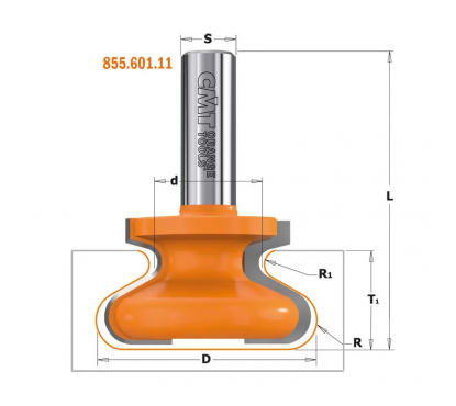 Фреза концевая CMT профильная D=29 I=20 L=60 S=12,0 R=2,3/4,8 RH