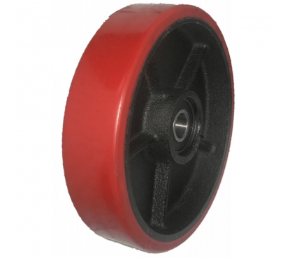 Колесо красное большегрузное полиуретановое без кронштейна для рохли 160мм 1040 подшипник втоплен
