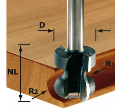 Фреза для профилирования пазов под ручки HW с хвостовиком 8 мм FESTOOL HW D22/16/R2.5+R6