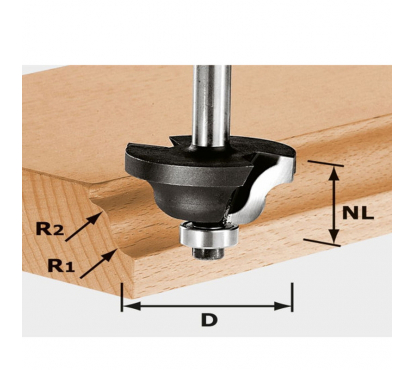 Фреза двухрадиусная HW с хвостовиком 8 мм FESTOOL HW D31.7/R4/R4 KL