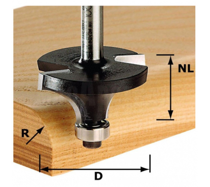 Фреза скругляющая HW с хвостовиком 8 мм FESTOOL HW D16.7/R2 KL
