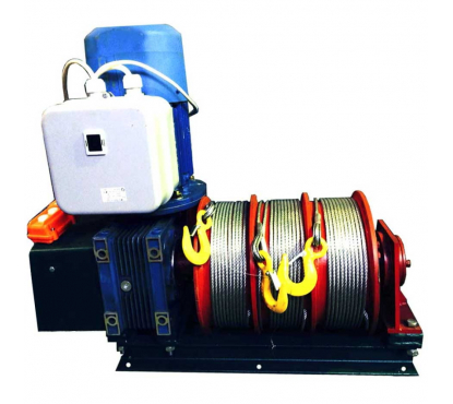 Лебедка электрическая червячная ЛЭЧ-0,3-9,5-3 с рукояткой аварийного привода с канатом 10 м