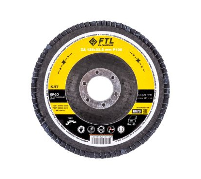 Круг лепестковый для шлифования по нержавеющей стали FTL Ergo 27 125 х 22,2 мм P100