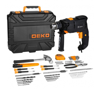 Дрель ударная сетевая DEKO DKID600W в пластиковом кейсе + набор инструментов 40 предметов