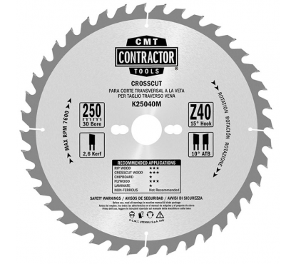 Комплект из 2-х дисков 305x2.6/1.8x30 Z40+60 ATB CMT для ремонта и строительства