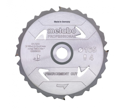 Диск пильный 165x20 4DFZ 5° Metabo FibercementCutProf 628289000