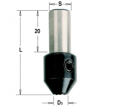 Переходник СМТ для сверла спирального в патрон D=2 S=10x20 L=38