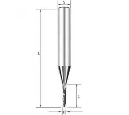 Фреза спиральная Z1 (верхний рез) D=1.5x10x38 S=3.175 Tideway LC20115138