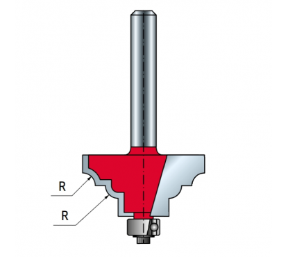 Фреза Freud с фигурным профилем Fillet cove & bead D36,7 l16,5 L58,7 S6 R4 Z2 с нижним подшипником