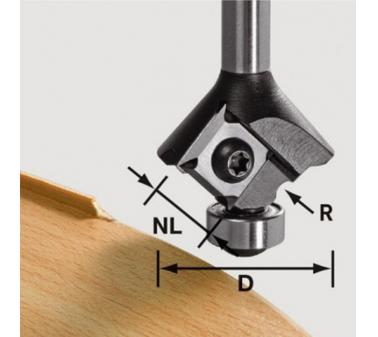 Фреза скругляющая HW с хвостовиком 8 мм FESTOOL S8 HW R3 D28 KL127OFK