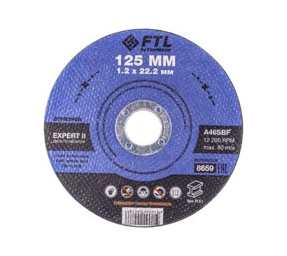 Круг отрезной по металлу FTL Expert II 125 х 1,2 х 22,2 мм A46SBF Круг отрезной по металлу FTL Expert II 125 х 1,2 х 22,2 мм A46SBF
