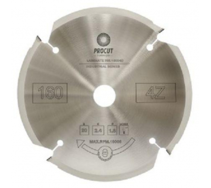 Пильный диск алмазный PCD по фиброцементу и гипсокартону 160x20x2.4/1.8 Z=4 T PROCUT 