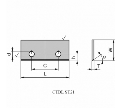 Бланкета твердосплавная Ceratizit 60.0x20.5x2.0 D=4.5 KCR08 CTBL ST21