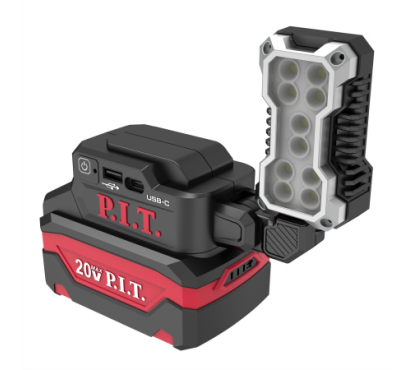 Фонарь аккум. P.I.T. PWL20H-5A SOLO (20В, 5Вт/2,5Вт, 400/200Лм, LED, рег. 270°/180°, USB/Type-C)