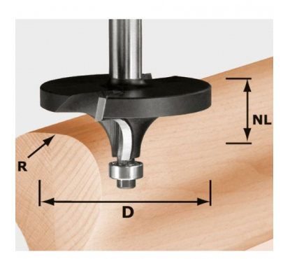 Фреза скругляющая HW с хвостовиком 8 мм FESTOOL HW R16/D64/26 S12