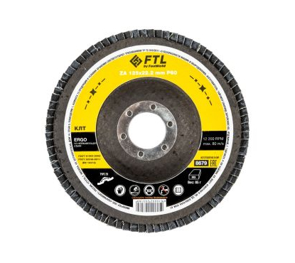 Круг лепестковый для шлифования по нержавеющей стали FTL Ergo 29 125 х 22,2 мм P60