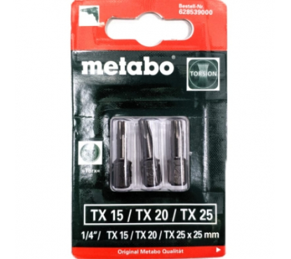 Набор бит torx TX 15/20/25 torsion (3 шт.) Metabo 628539000