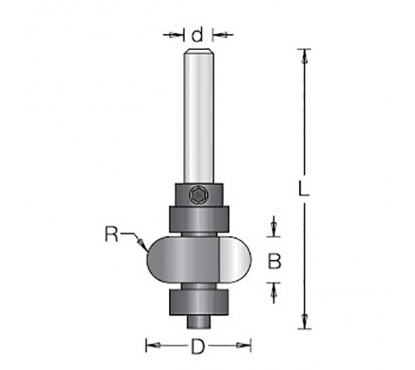 Фреза Dimar 1620053 фаска полдиаметра R5 D22,7x10 L49 подшипник, хвостовик 6