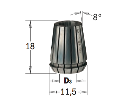 Цанга зажимная высокоточная СМТ ER11 D=2