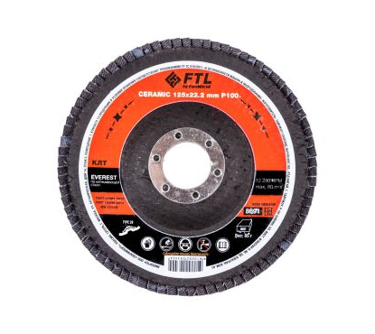 Круг лепестковый с керам.абразивом для шлифования по нерж.стали FTL Everest 29 125 х 22,2 мм P100