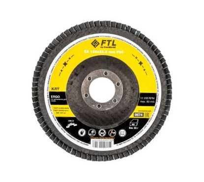 Круг лепестковый для шлифования по нержавеющей стали FTL Ergo 27 125 х 22,2 мм P60