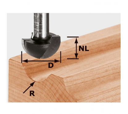 Фреза скругляющая HW с хвостовиком 8 мм FESTOOL HW R9.7