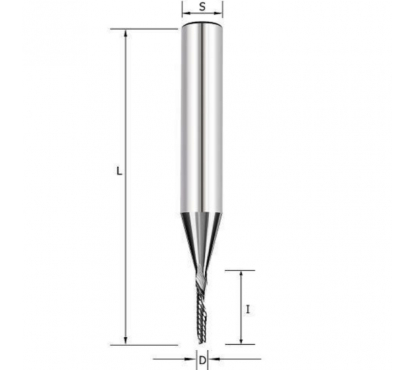 Фреза спиральная Z1 (нижний рез) D=2x10x60 Z=1 S=8 Tideway LC20202108