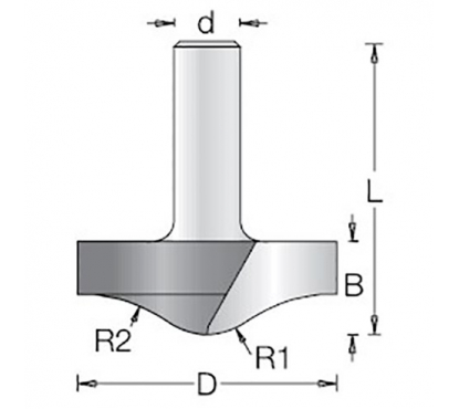 Фреза Dimar 1370049 псевдофиленка волна малая R6 врезная D27x12 L57 хвостовик 12