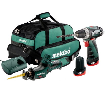 Набор аккумуляторных инструментов Metabo Combo Set 2.4: винтоверт PowerMaxx BS Basic + сабельная пила PowerMaxx ASE сумка