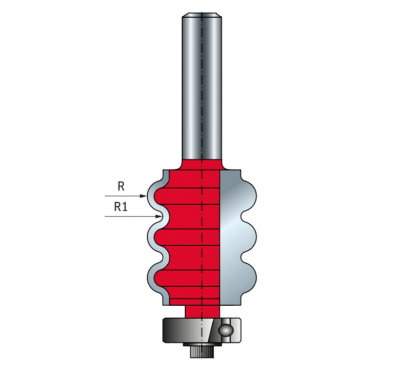 Фреза Freud с фигурным профилем Triple fluting D22,24 l27,4 L71,9 S12 R3,2 R(1)1,2 Z2 с нижним подшипником