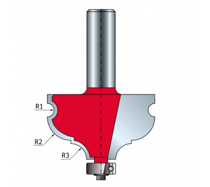 Фреза для молдингов и карнизов Freud D44,4 l28,6 L77,1 S12 R3 R(1)10,5 R(2)7 Z2