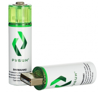 Аккумулятор Рубин LI-ION АА 1.5 В 1800mWh USB Magnetic 2шт в блистере