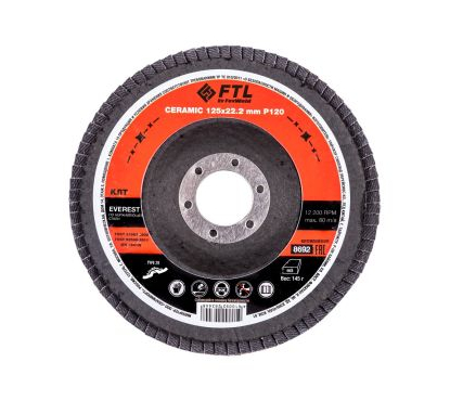 Круг лепестковый с керам.абразивом для шлифования по нерж.стали FTL Everest 29 125 х 22,2 мм P120 Круг лепестковый с керам.абразивом для шлифования по нерж.стали FTL Everest 29 125 х 22,2 мм P120