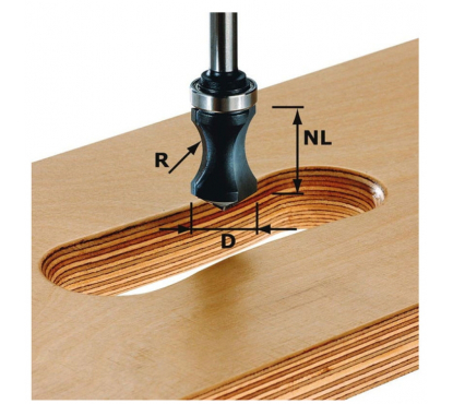 Фреза для профилирования отверстий под ручки HW с хвостовиком 8 мм FESTOOL HW R16/NL32 KL