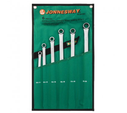 Набор ключей гаечных накидных удлиненный CrMo в сумке 10-24 мм 6 предметов JonnesWay