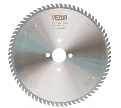 Диск пильный VEZOR (D450 B/b4,8/3,5 d60 Z72) по ДСП, МДФ, фанере клееной, МДФ, OSB
