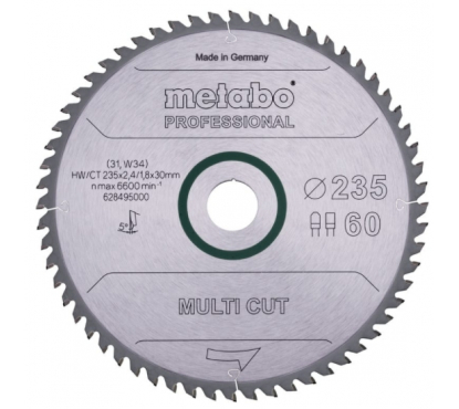 Диск пильный 235x2.6/1.8x30 60FZ/TZ15° Metabo MultiCutProf 628495000