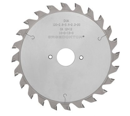 Диск пильный подрезной SAGEDOKTOR 120x2.8-3.6x2.0x50x12+12Z CA10 PCD Hdl=5.0 Pinholes /Altendorf Rapido/