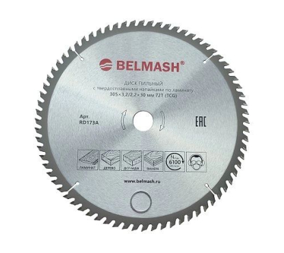 Диск пильный по ламинату BELMASH 305x3,2/2,2x30 72T Диск пильный по ламинату BELMASH 305x3,2/2,2x30 72T