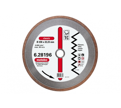 Круг алмазный Metabo classic d230мм керамика,сплош.сегм
