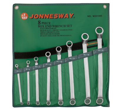 Набор ключей гаечных накидных изогнутых 75° в сумке 6-22 мм 8 предметов JonnesWay