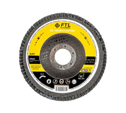 Круг лепестковый для шлифования по нержавеющей стали FTL Ergo 27 125 х 22,2 мм P80
